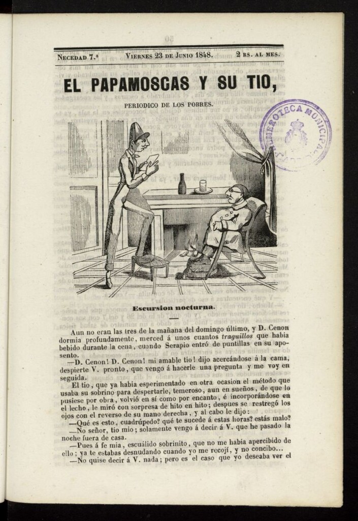 Miniatura de Papamoscas y su Tío del 23 de junio de 1848, necedad 7.ª