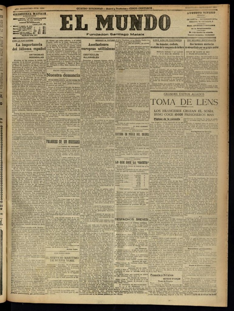 Miniatura de El Mundo del 4 de septiembre de 1918