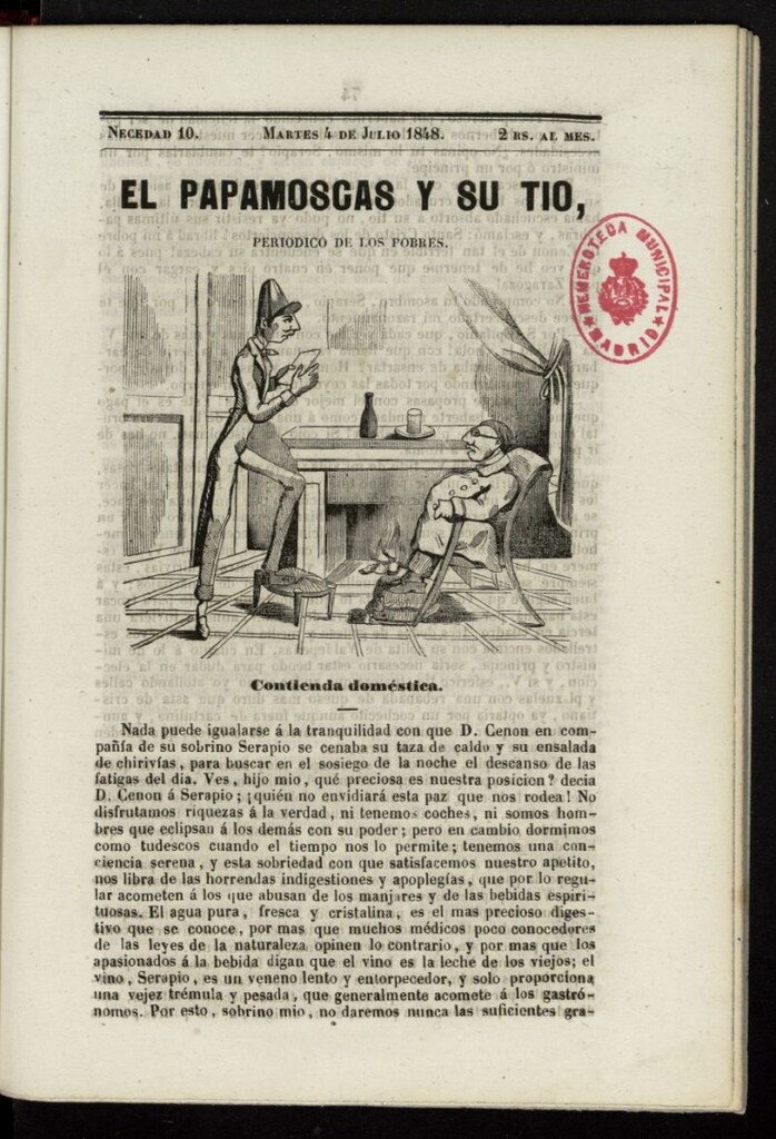 Miniatura de Papamoscas y su Tío del 4 de julio de 1848, necedad 10.ª