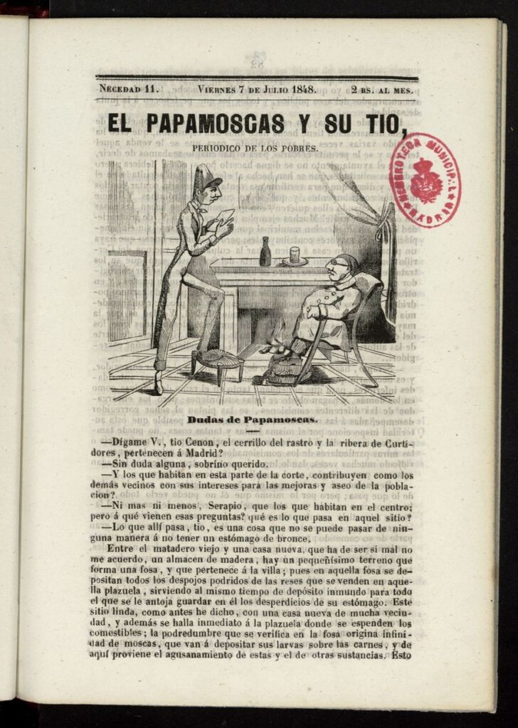 Miniatura de Papamoscas y su Tío del 7 de julio de 1848, necedad 11.ª