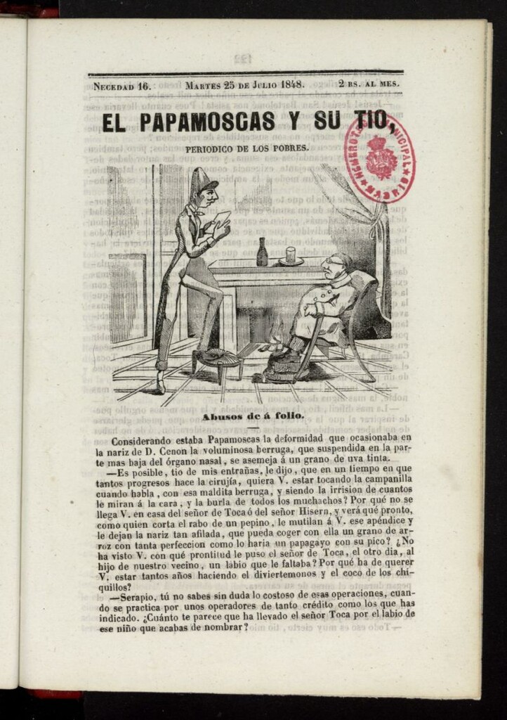 Miniatura de Papamoscas y su Tío del 25 de julio de 1848, necedad 16.ª