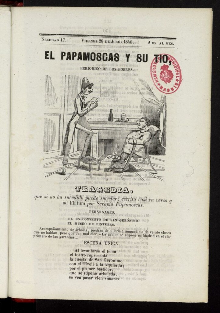 Miniatura de Papamoscas y su Tío del 28 de julio de 1848, necedad 17.ª