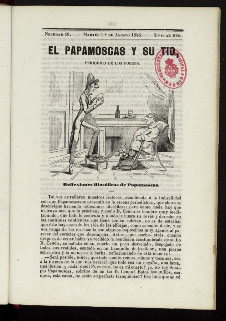 Miniatura de Papamoscas y su Tío del 1 de agosto de 1848, necedad 18.ª