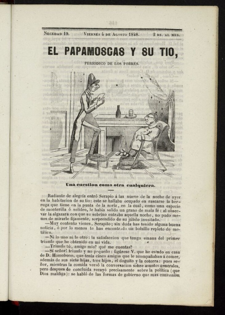 Miniatura de Papamoscas y su Tío del 4 de agosto de 1848, necedad 19.ª