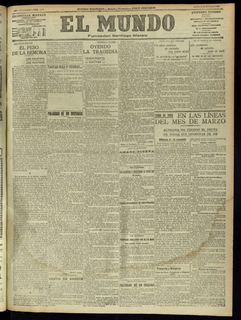 Miniatura de El Mundo del 9 de septiembre de 1918
