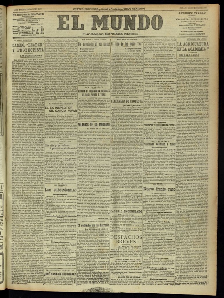 Miniatura de El Mundo del 14 de septiembre de 1918