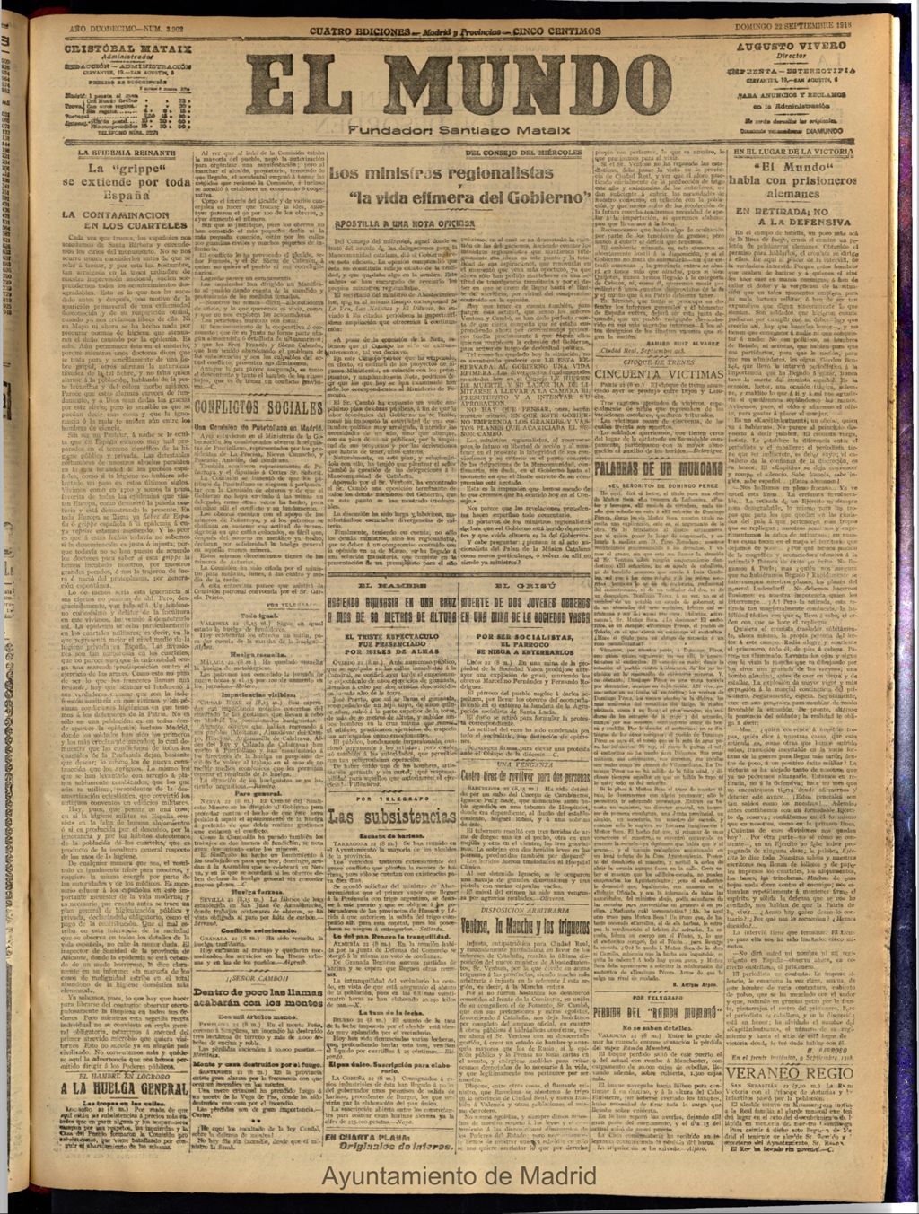 Miniatura de El Mundo del 22 de septiembre de 1918