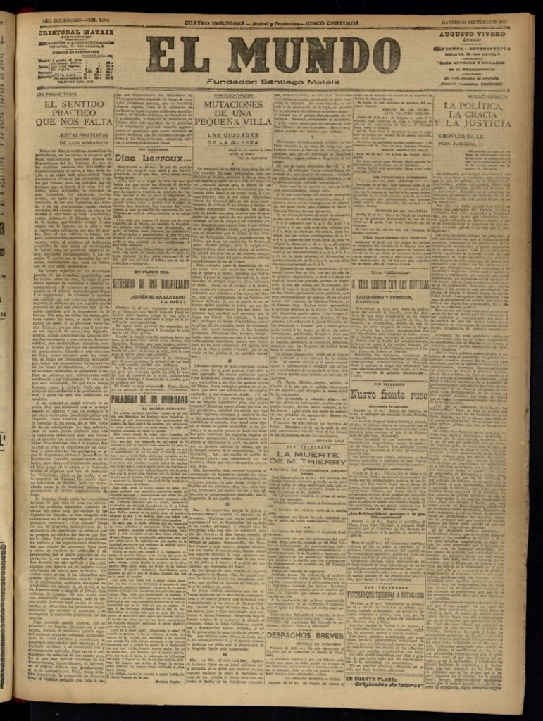 Miniatura de El Mundo del 24 de septiembre de 1918