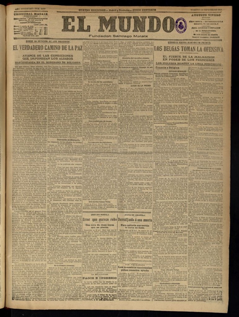 Miniatura de El Mundo del 29 de septiembre de 1918