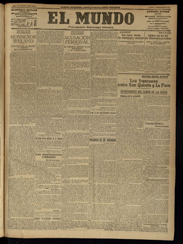 Miniatura de El Mundo del 30 de septiembre de 1918