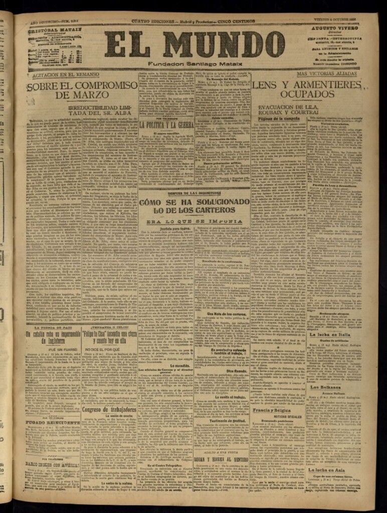 Miniatura de El Mundo del 4 de octubre de 1918