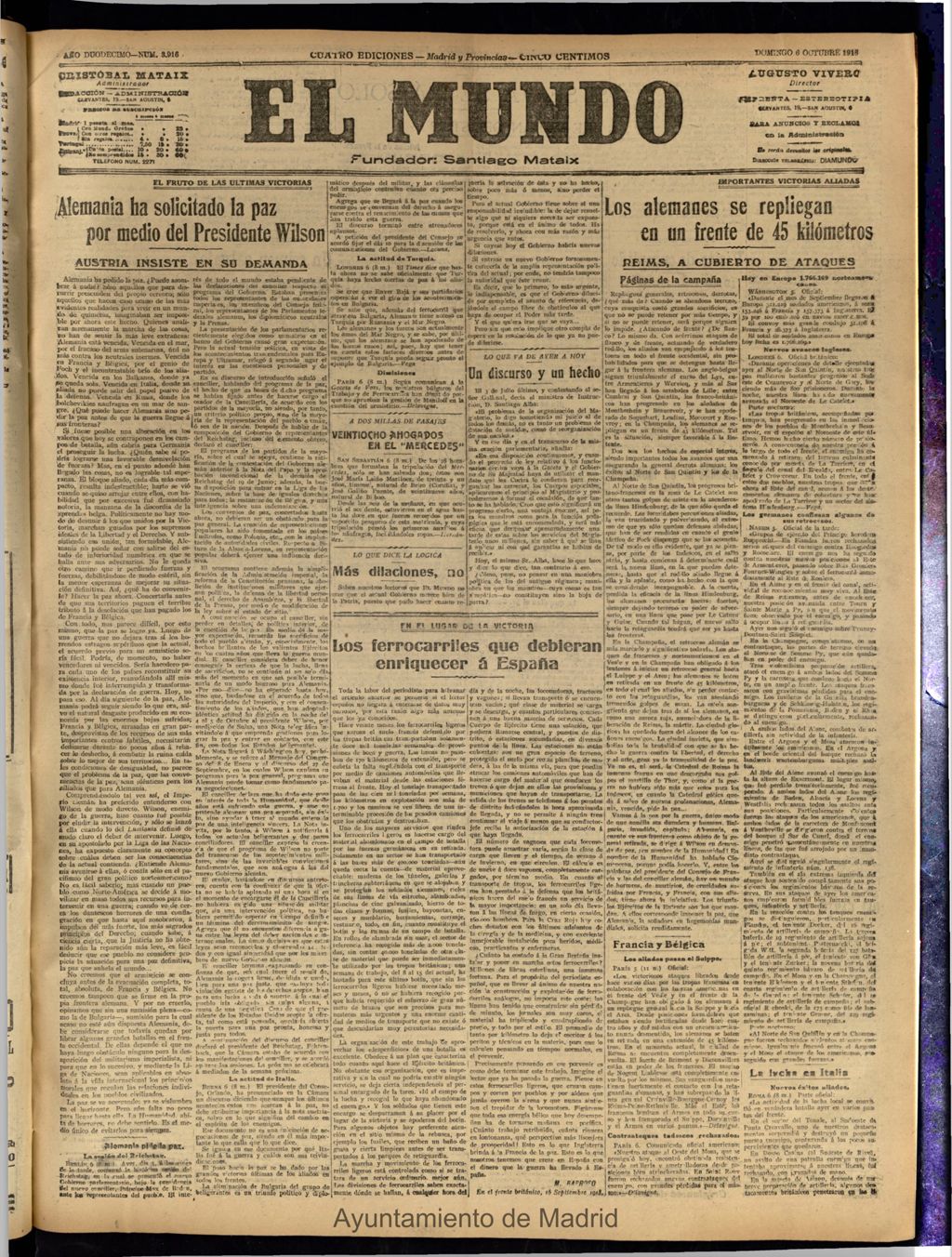 Miniatura de El Mundo del 6 de octubre de 1918