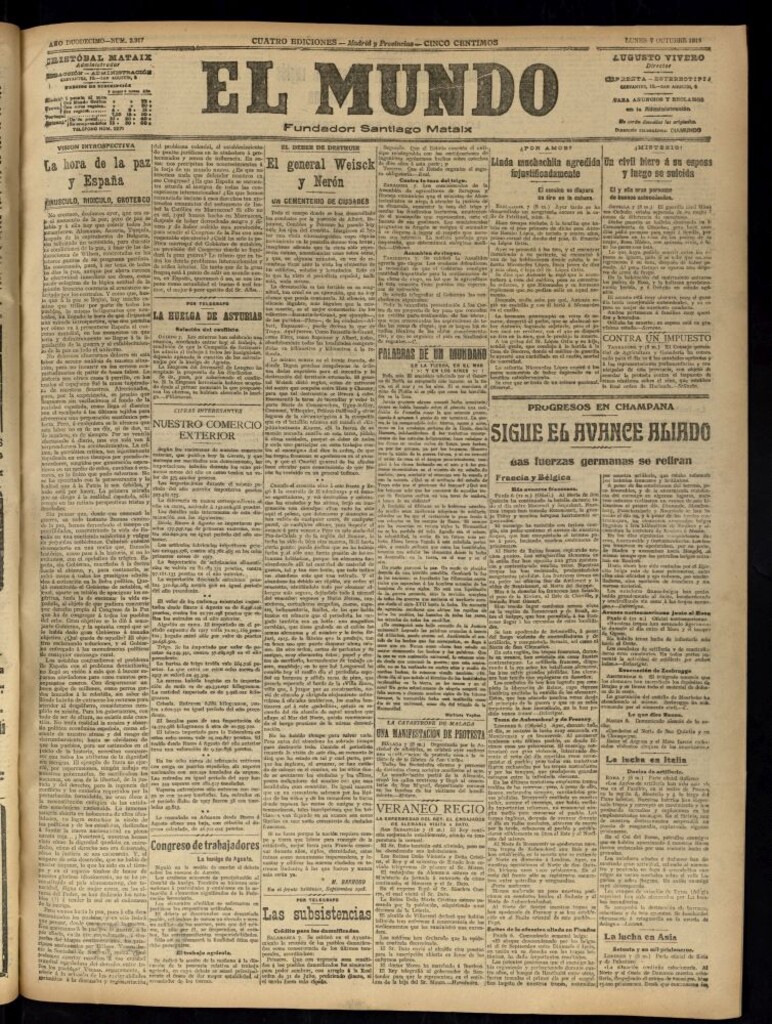 Miniatura de El Mundo del 7 de octubre de 1918