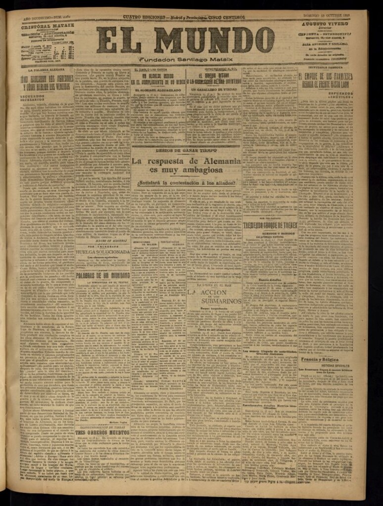 Miniatura de El Mundo del 13 de octubre de 1918