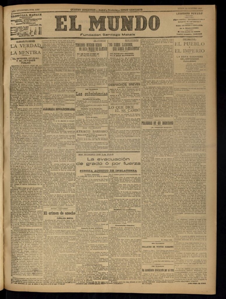Miniatura de El Mundo del 14 de octubre de 1918