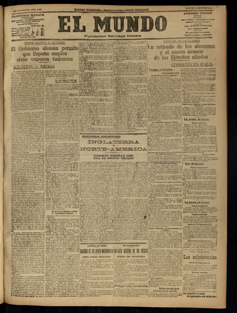 Miniatura de El Mundo del 15 de octubre de 1918