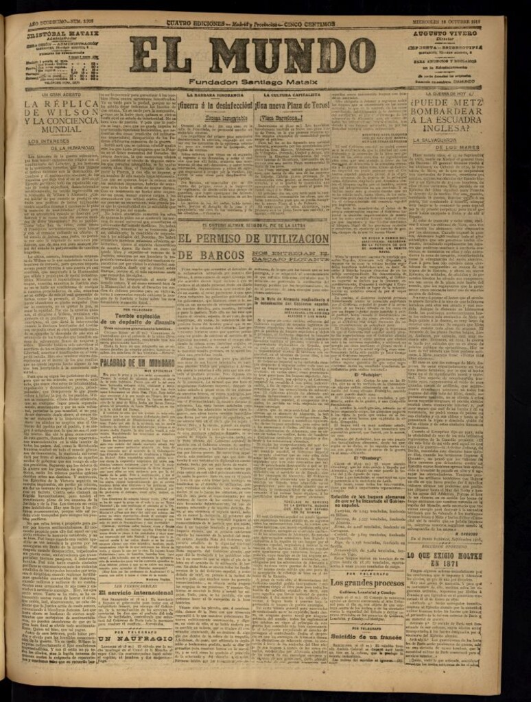 Miniatura de El Mundo del 16 de octubre de 1918