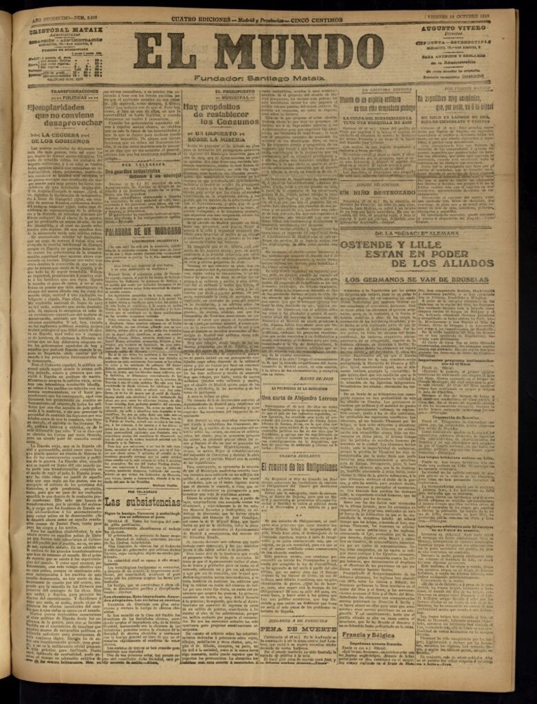 Miniatura de El Mundo del 18 de octubre de 1918