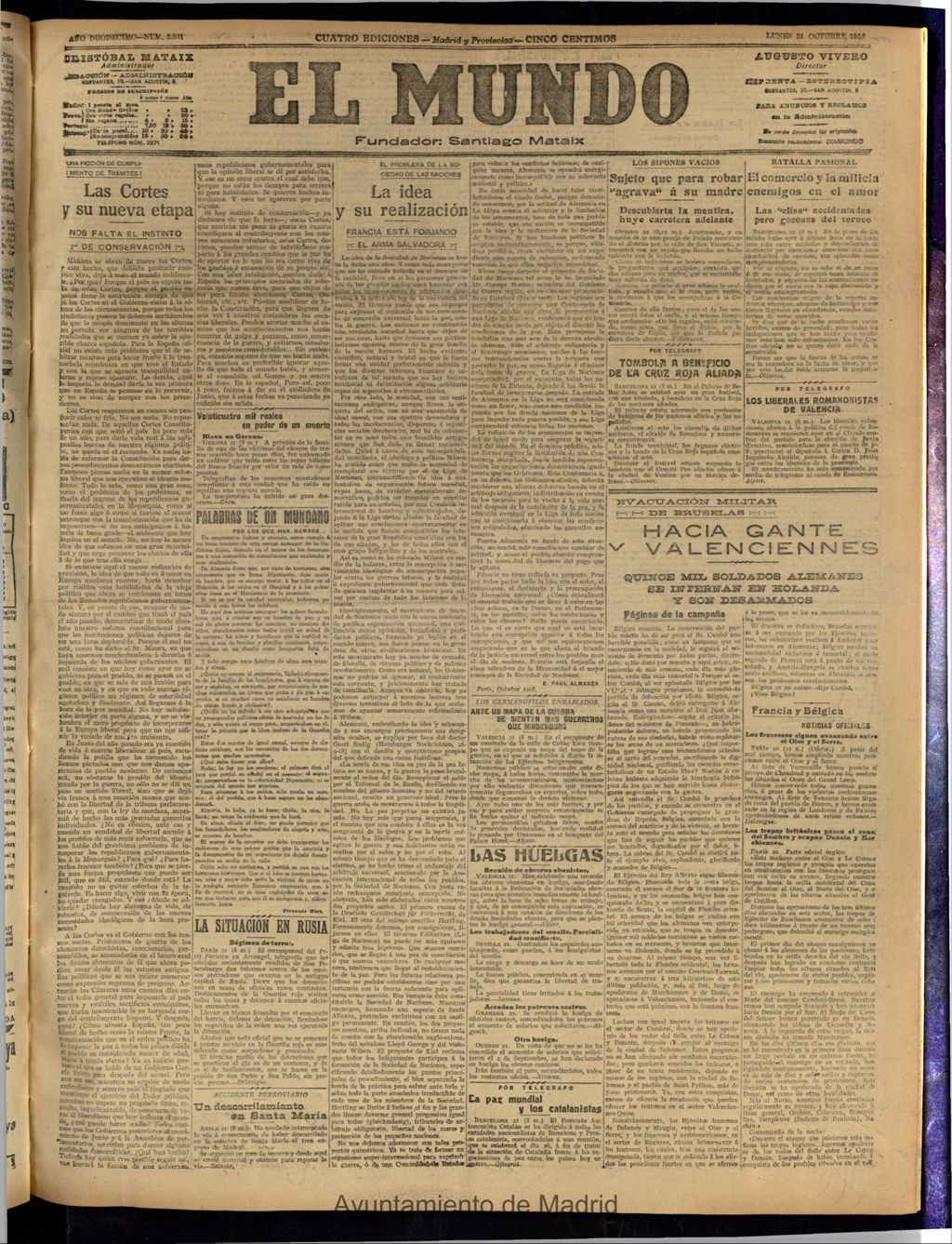 Miniatura de El Mundo del 21 de octubre de 1918