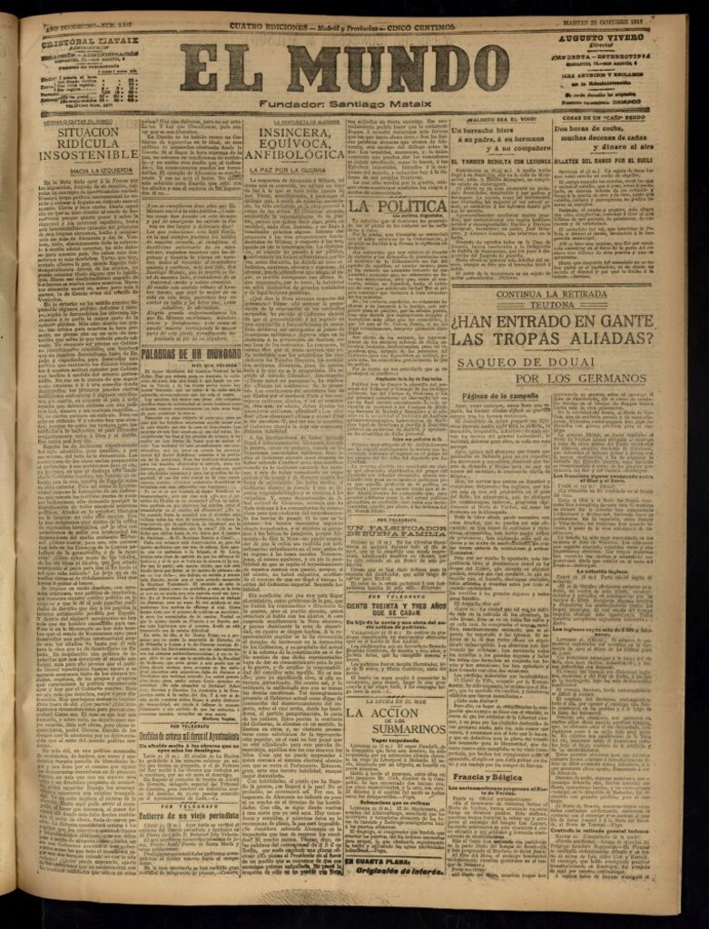 Miniatura de El Mundo del 22 de octubre de 1918