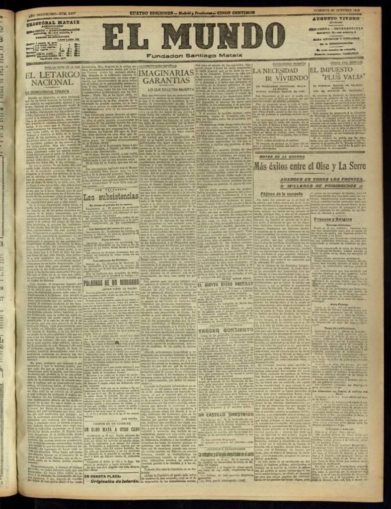 Miniatura de El Mundo del 27 de octubre de 1918