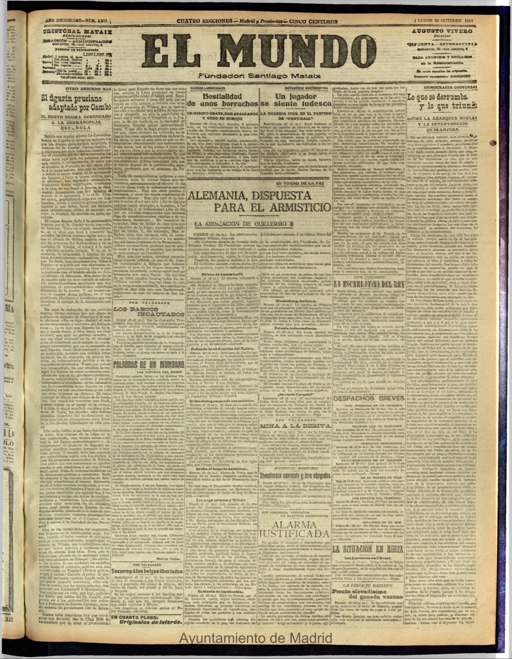 Miniatura de El Mundo del 28 de octubre de 1918