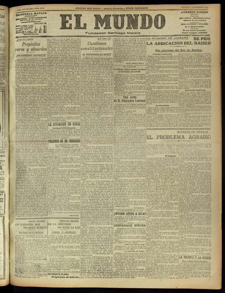 Miniatura de El Mundo del 5 de noviembre de 1918