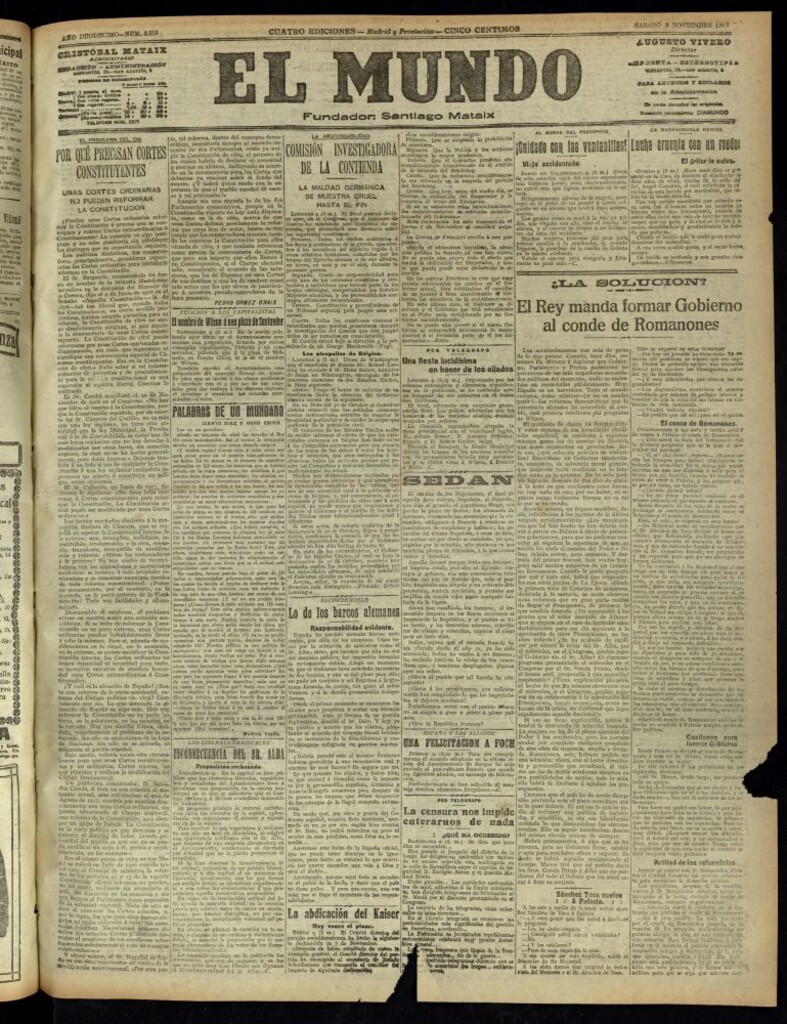 Miniatura de El Mundo del 9 de noviembre de 1918