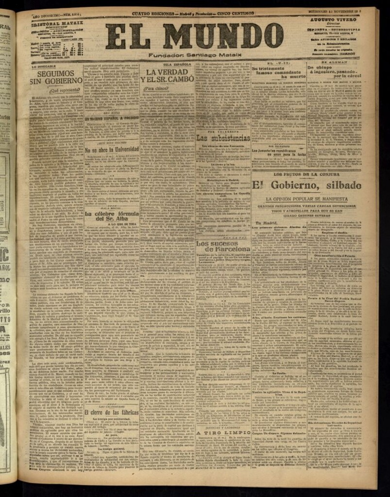 Miniatura de El Mundo del 13 de noviembre de 1918