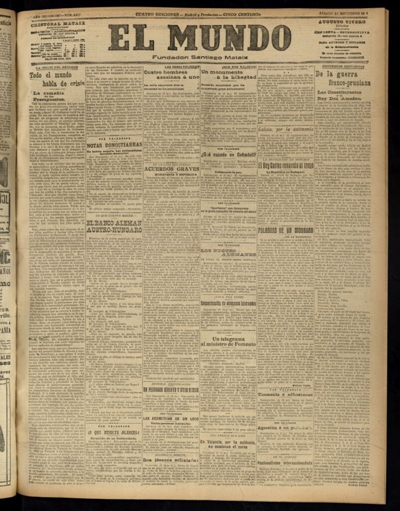 Miniatura de El Mundo del 16 de noviembre de 1918