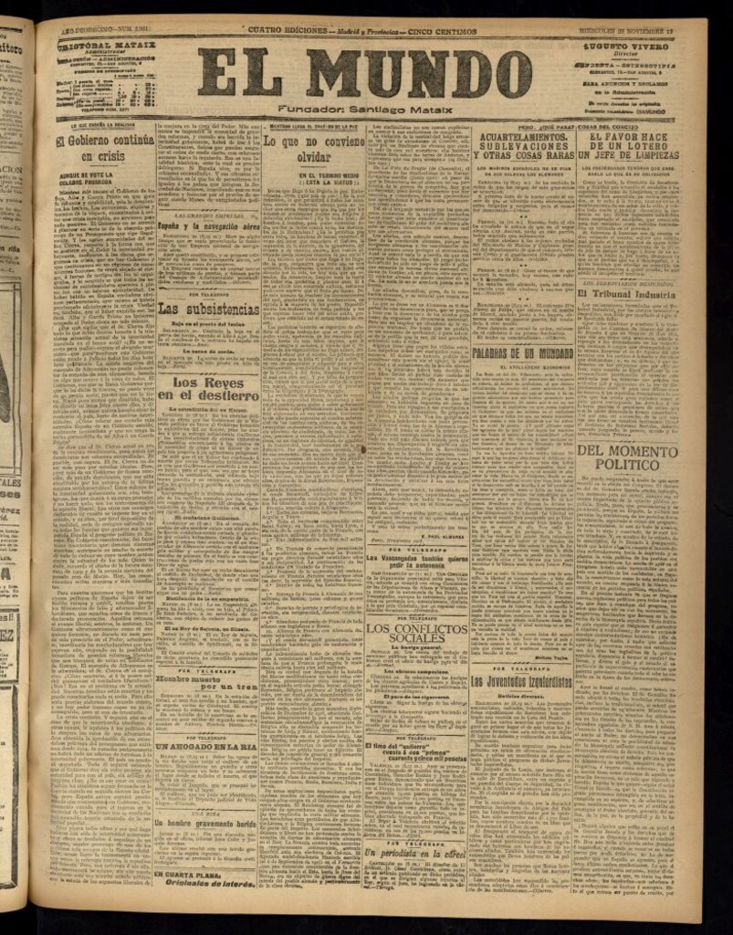 Miniatura de El Mundo del 20 de noviembre de 1918