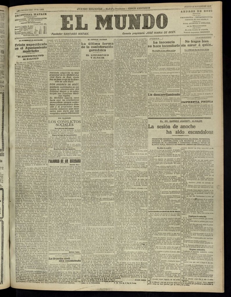 Miniatura de El Mundo del 28 de noviembre de 1918