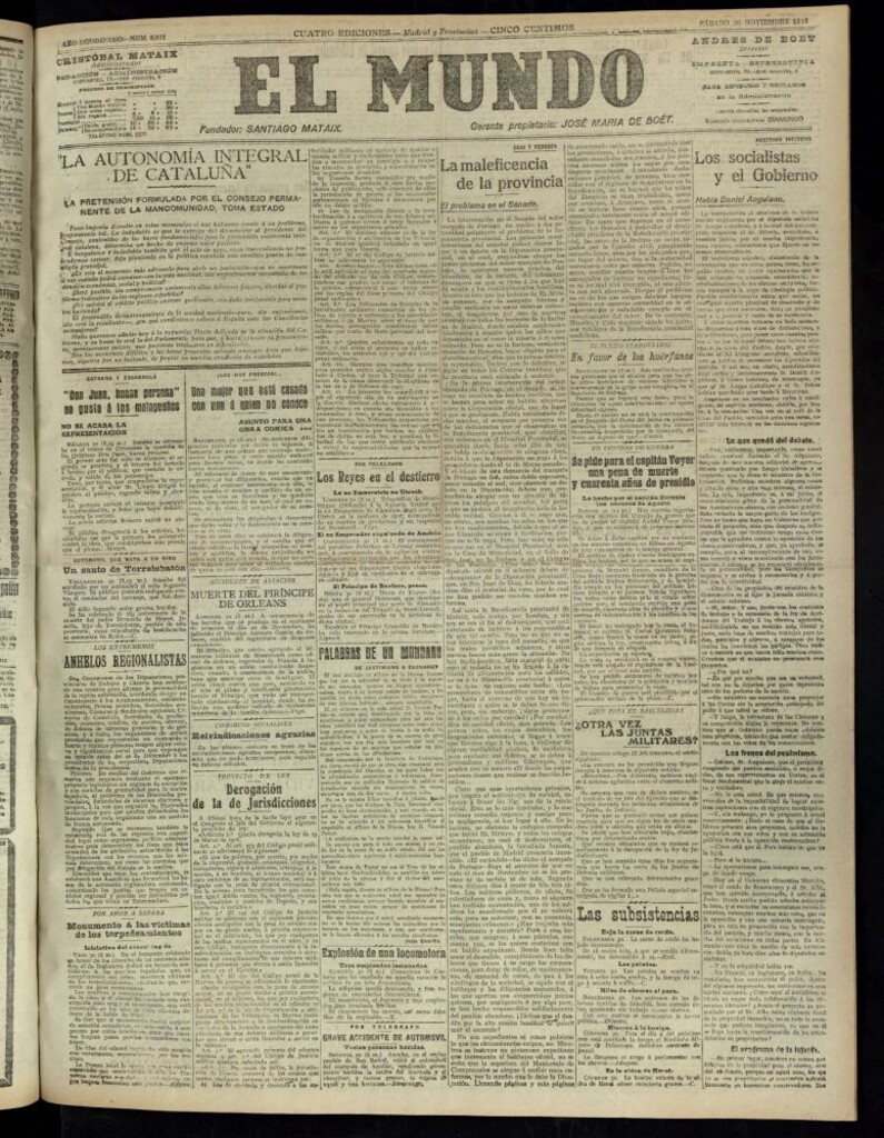 Miniatura de El Mundo del 30 de noviembre de 1918