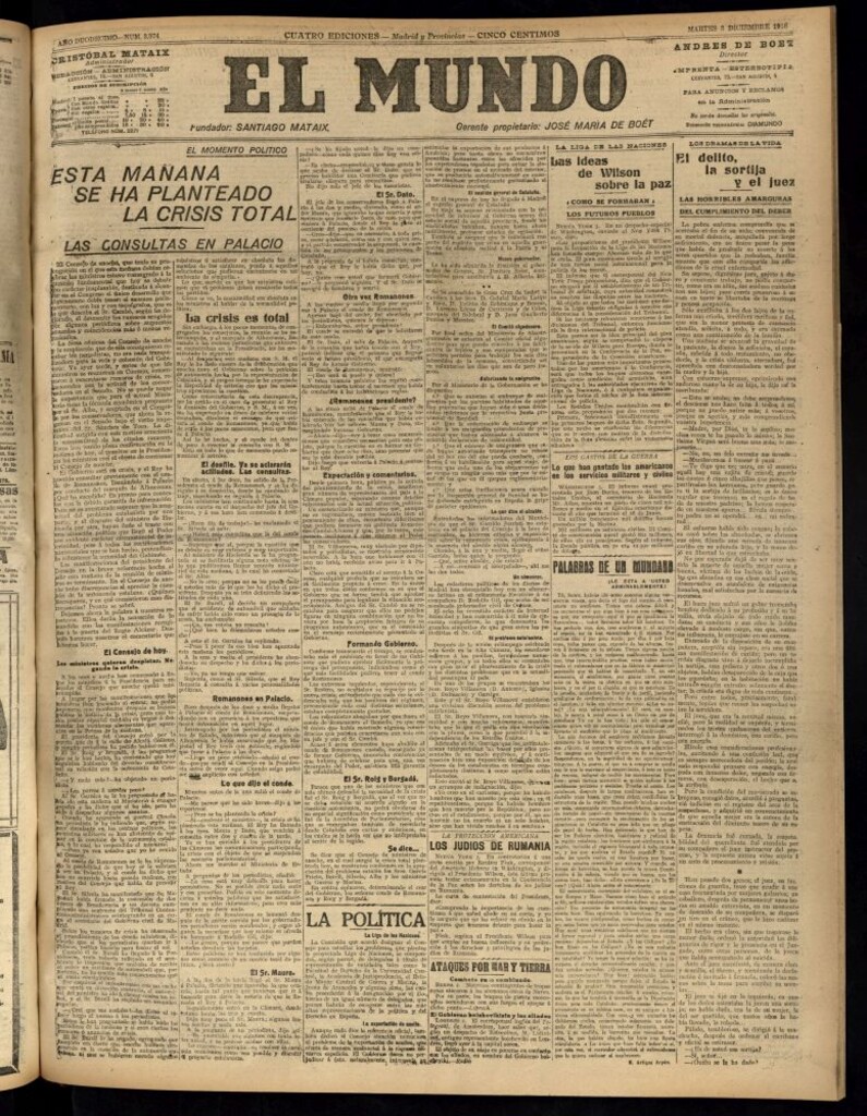 Miniatura de El Mundo del 3 de diciembre de 1918