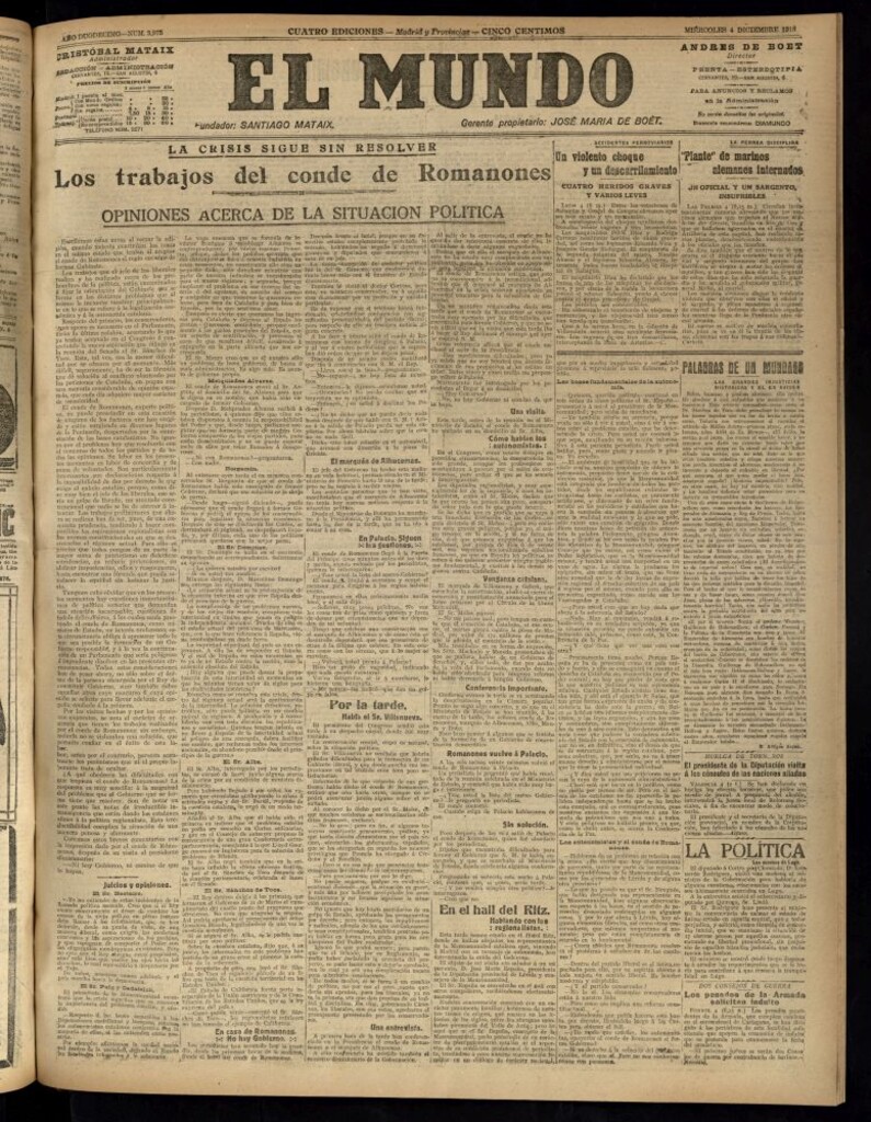 Miniatura de El Mundo del 4 de diciembre de 1918