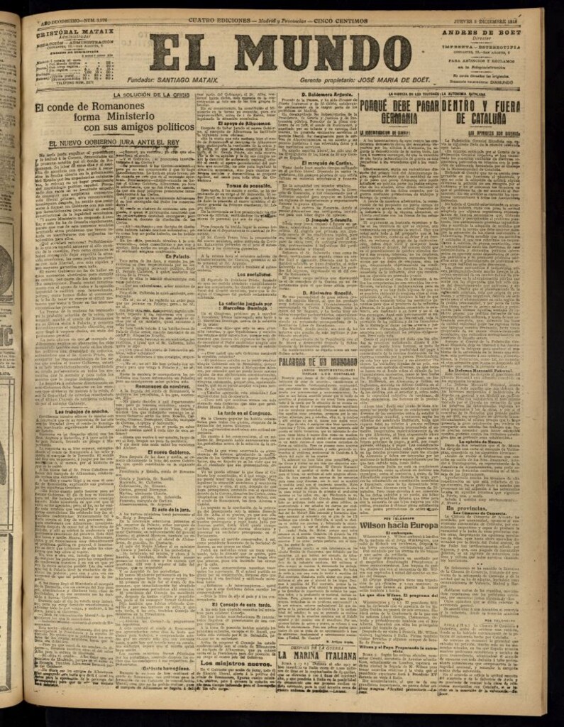 Miniatura de El Mundo del 5 de diciembre de 1918