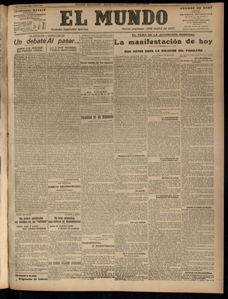 Miniatura de El Mundo del 9 de diciembre de 1918