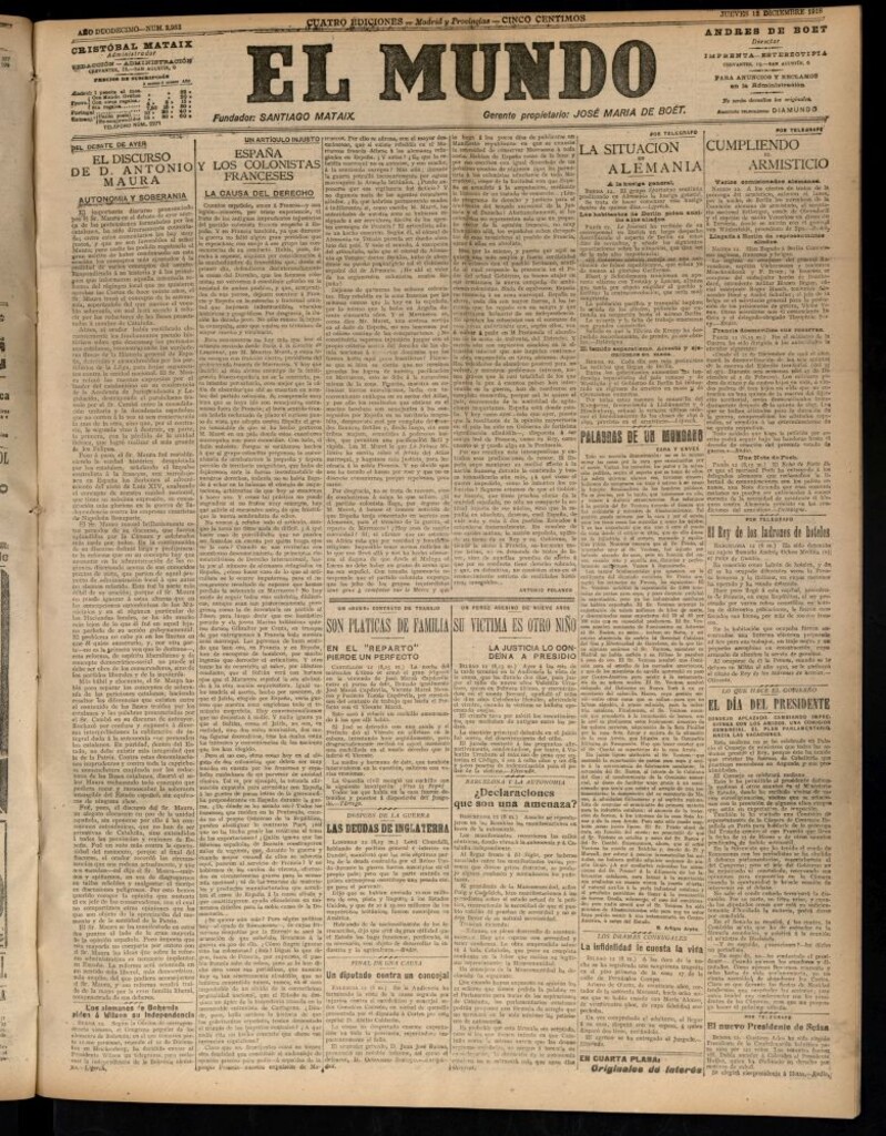 Miniatura de El Mundo del 12 de diciembre de 1918