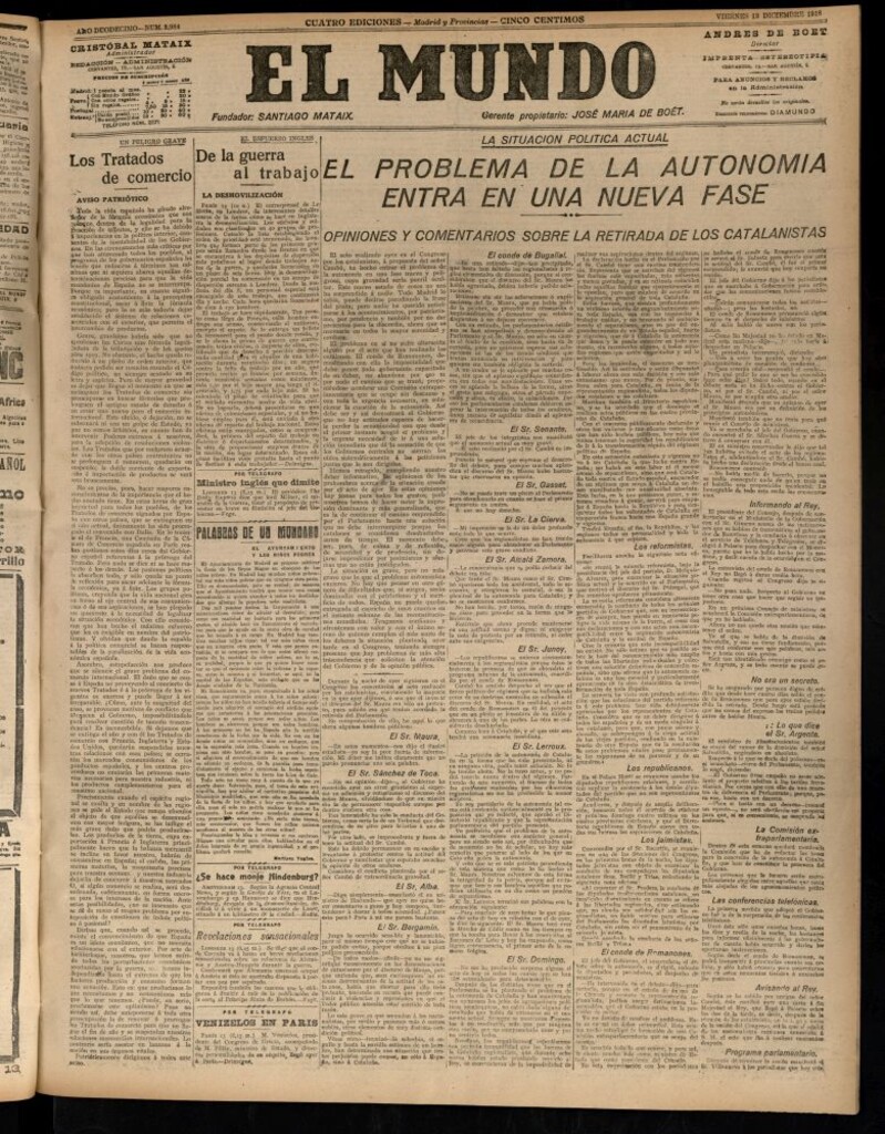 Miniatura de El Mundo del 13 de diciembre de 1918