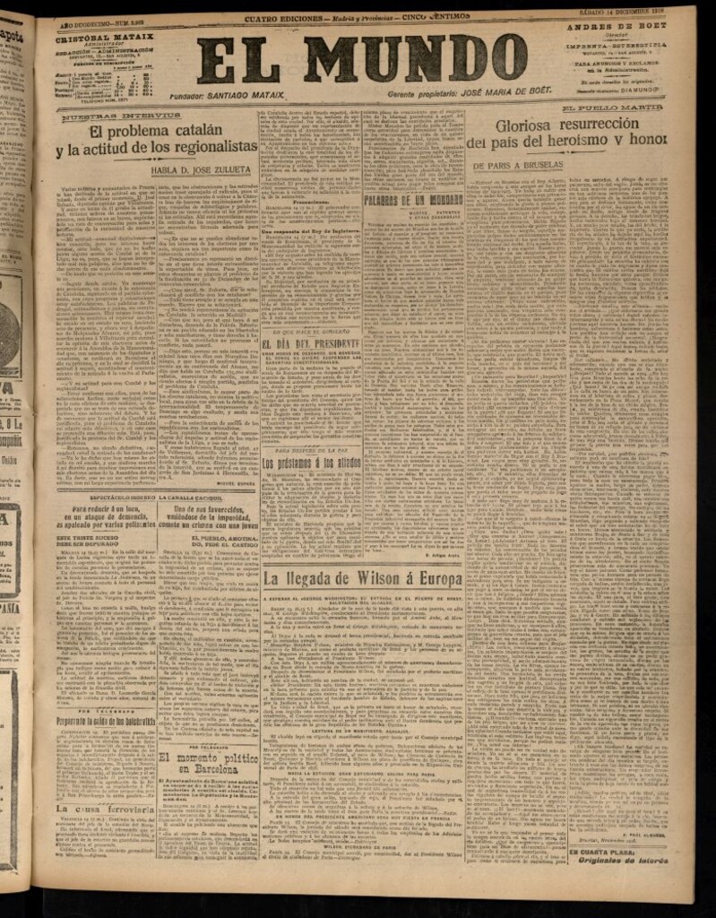 Miniatura de El Mundo del 14 de diciembre de 1918