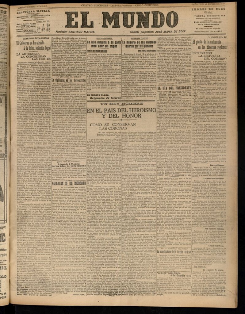 Miniatura de El Mundo del 18 de diciembre de 1918