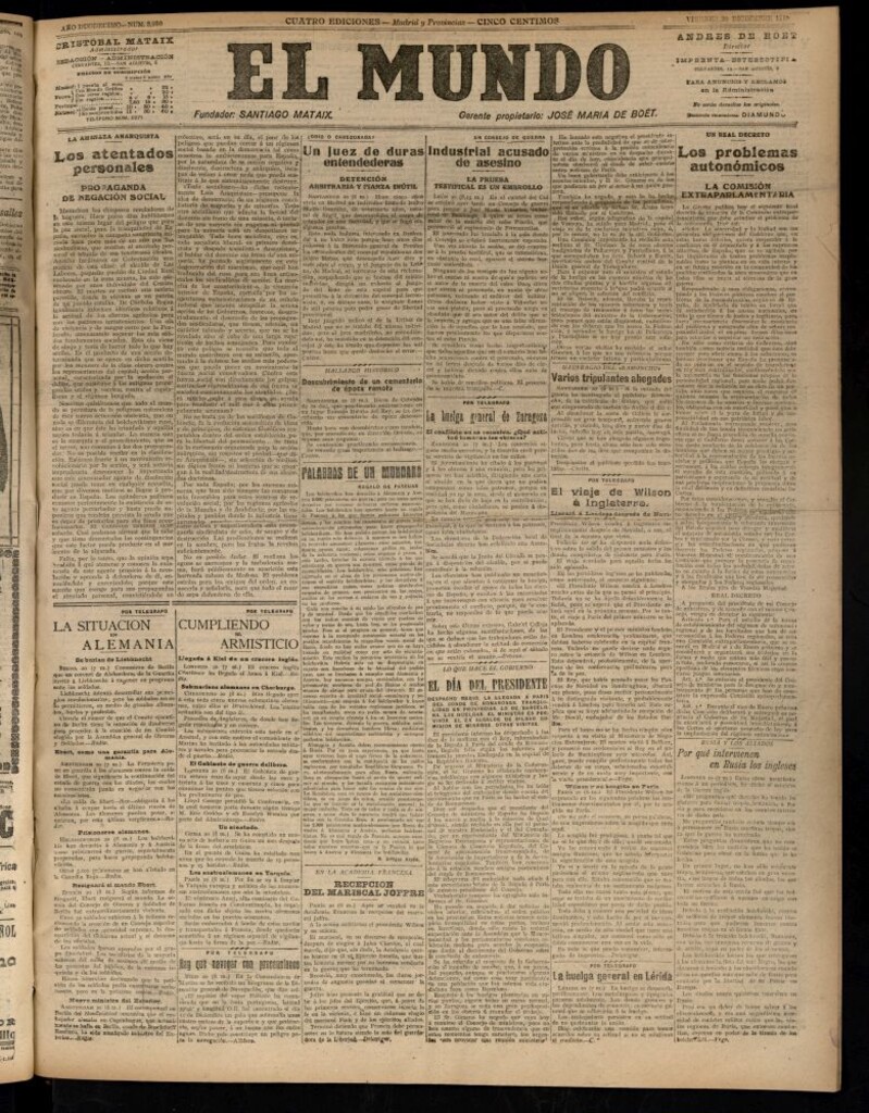 Miniatura de El Mundo del 20 de diciembre de 1918