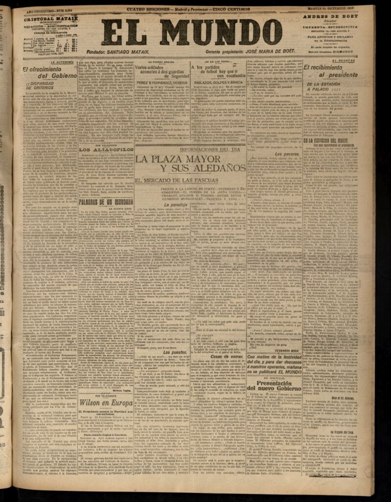 Miniatura de El Mundo del 24 de diciembre de 1918
