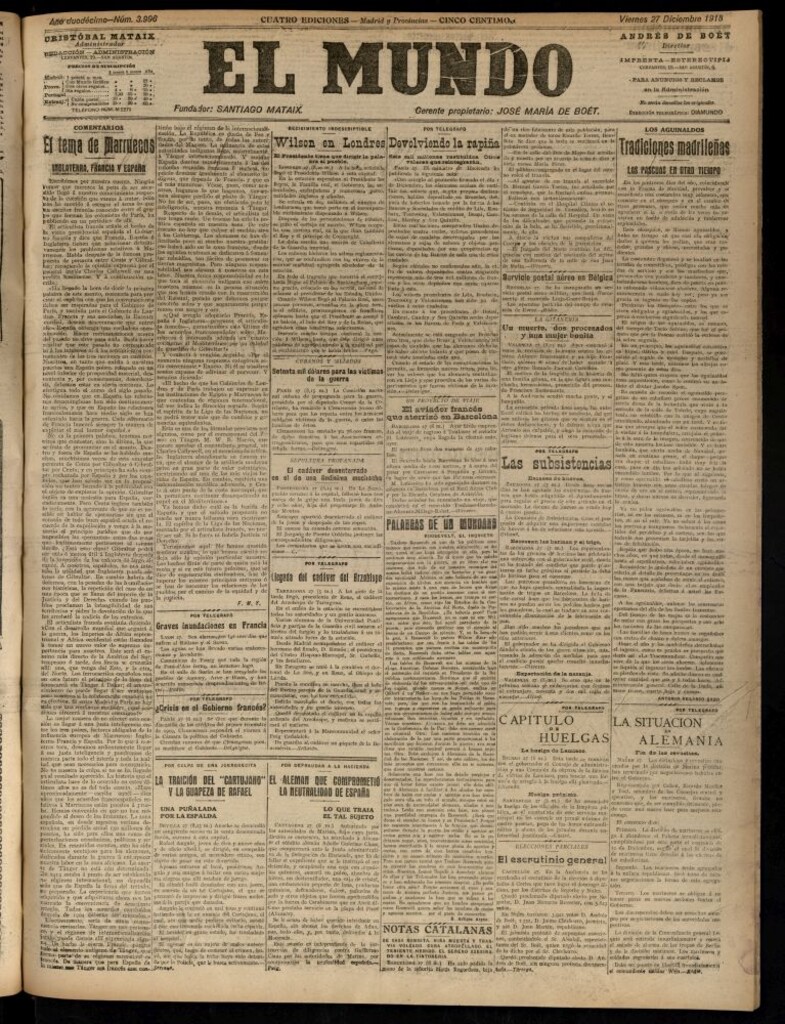 Miniatura de El Mundo del 27 de diciembre de 1918