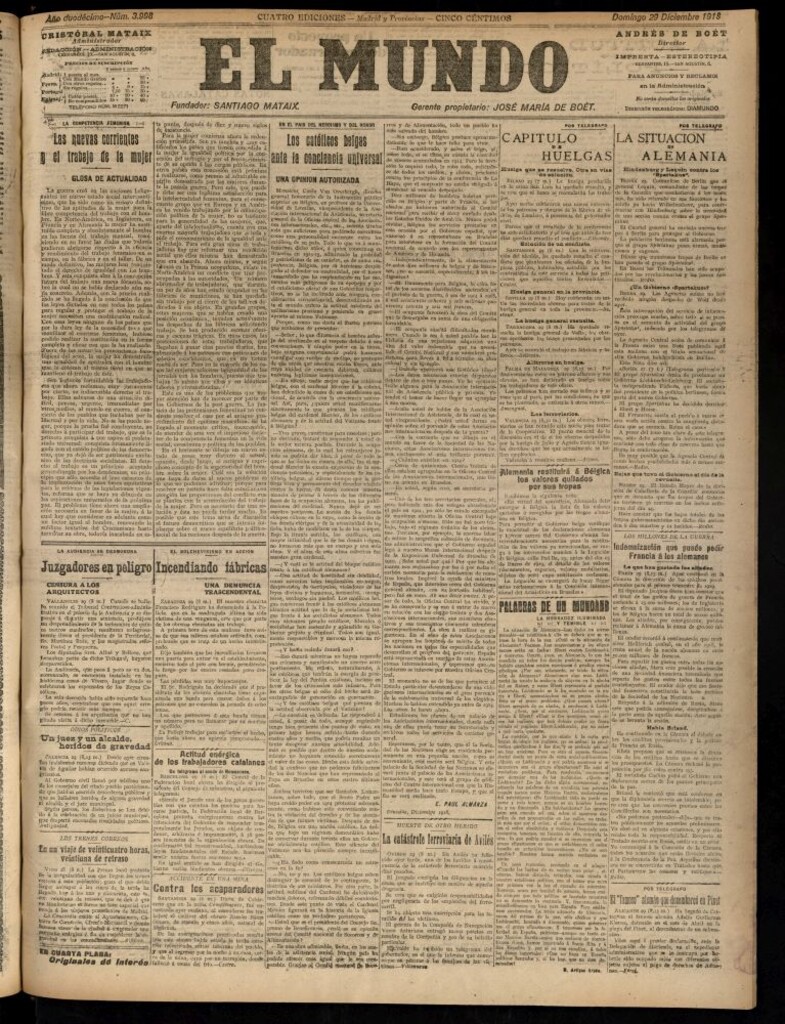 Miniatura de El Mundo del 29 de diciembre de 1918