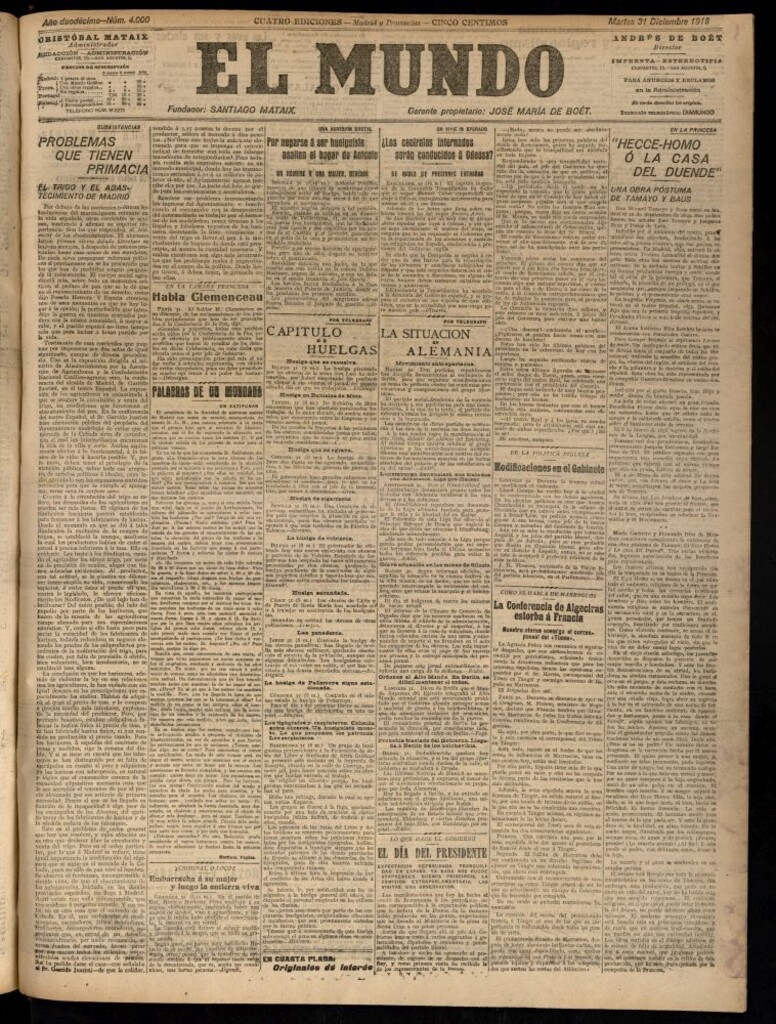 Miniatura de El Mundo del 31 de diciembre de 1918