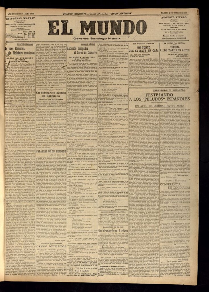 Miniatura de El Mundo del 1 de enero de 1918 (edición de provincias)