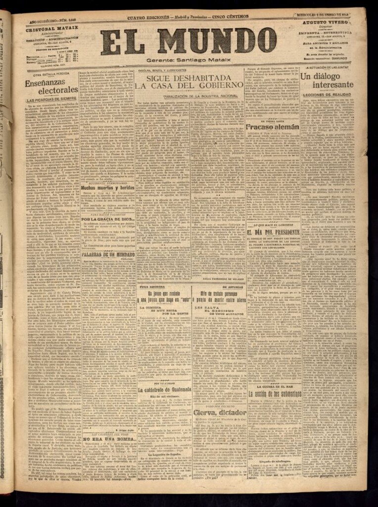 Miniatura de El Mundo del 2 de enero de 1918 (edición de provincias)