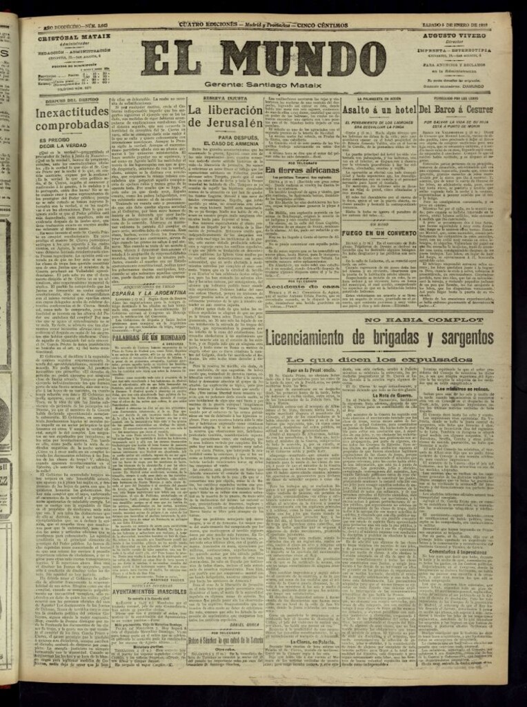 Miniatura de El Mundo del 5 de enero de 1918 (edición de provincias)