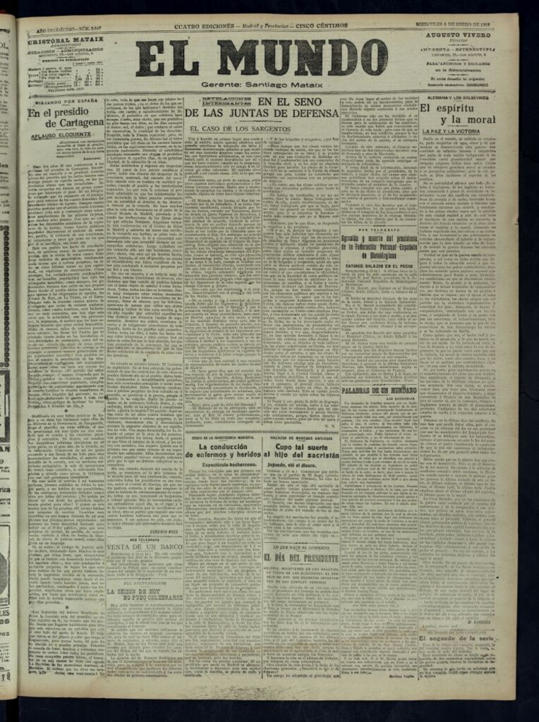 Miniatura de El Mundo del 9 de enero de 1918 (edición de provincias)